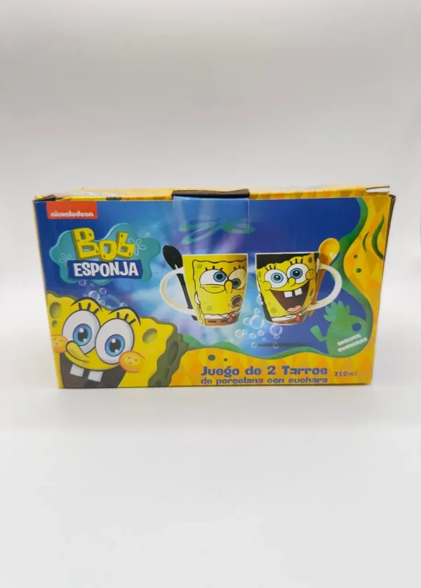 Set Juego 2 Tazas con Cuchara Nickelodeon Bob Esponja Cerámica (340 ml)2 taza-de-ceramica-metalizada-mickey-mouse-433-ml