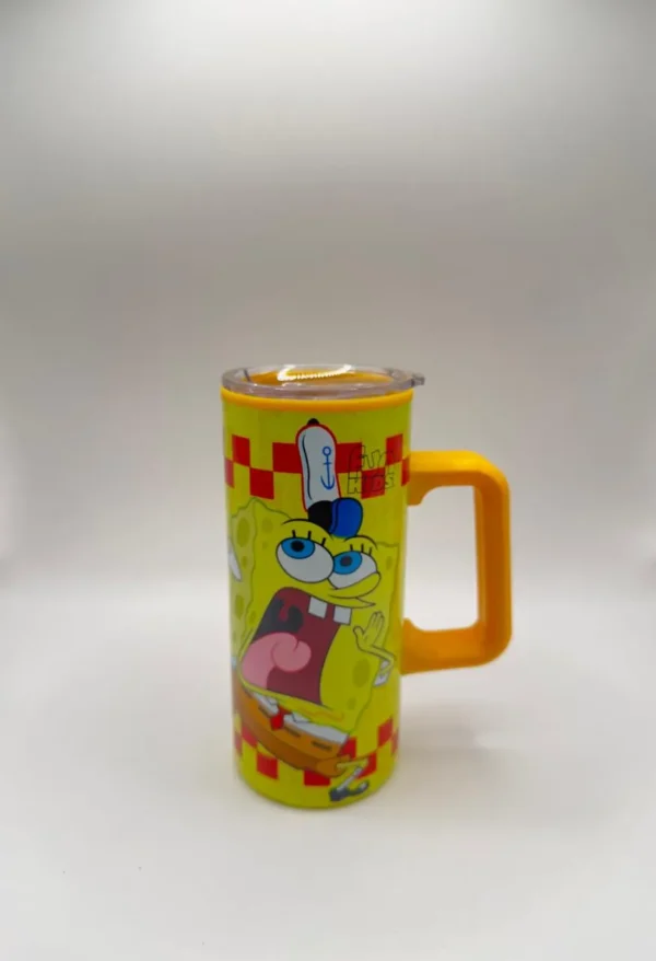 Termo de Acero Inoxidable con Doble Pared y Asa Bob Esponja (500 ml) termo-de-acero-inoxidable-con-doble-pared-y-asa-bob-esponja-500-ml